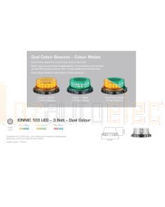 Ionnic 103S00C 103 LED Dual Colour Amber/Green Beacon  - 3 Bolt (Clear Lens)