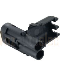 Delphi 12010973 2 Way Black Weather Pack Shroud Sealed Male Connector Housing