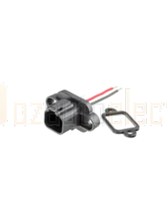 Deutsch DT2-PM 2 Pin Flange Mounted Receptacle with Soldered Wires and Rubber Gasket