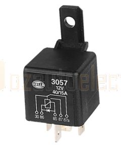 Hella 3057 Change-Over Relay with Diode - 5 Pin, 12V DC
