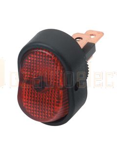 Hella Compact On-Off Rocker Switch - Red Illuminated, 12V (4474)