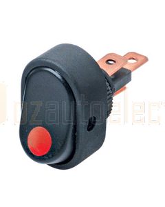 Hella Compact Off-On Rocker Switch - Red Illuminated, 12V (4478)