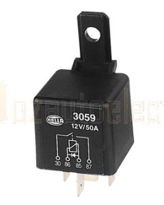 Hella 3059 Normally Open 4 Pin 12VDC 50A Relay with Diode Protection