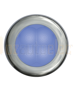Hella Blue LED Round Courtesy Lamp - Satin Stainless Steel Rim (24V)