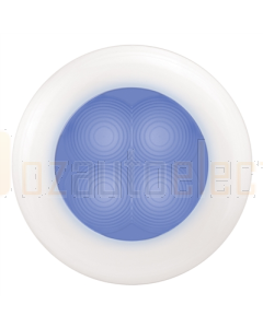 Hella Blue LED Round Courtesy Lamp - White Plastic Rim (24V)