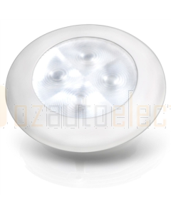 Hella White LED 'Enhanced Brightness' Round Courtesy Lamp - White Plastic Rim (12V)