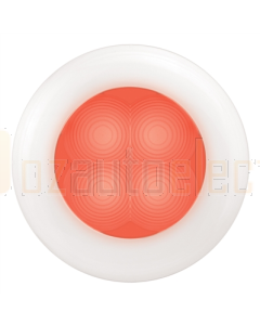 Hella Red LED Round Courtesy Lamp - White Plastic Rim (12V)