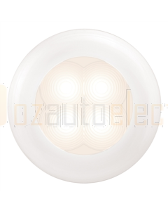Hella Warm White LED 'Enhanced Brightness' Round Courtesy Lamp - White Plastic Rim (24V)