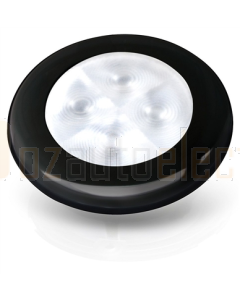 Hella White LED 'Enhanced Brightness' Round Courtesy Lamp - Black Plastic Rim (12V)