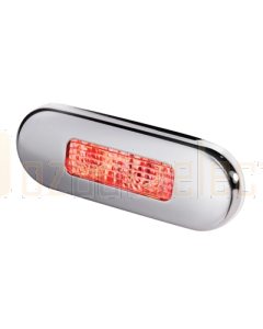Hella 2XT959680731 Red LED Oblong Step Lamp (8-28V DC, Satin Stainless Steel Rim)