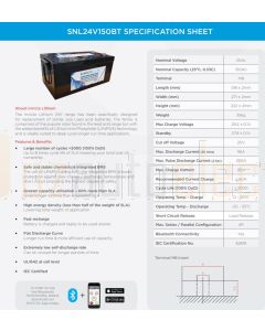 Sentry 24V 150AH Lithium Battery with Bluetooth Monitoring