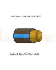 3mm Single Core Cable Brown with Blue Tracer 1m -Cut to length